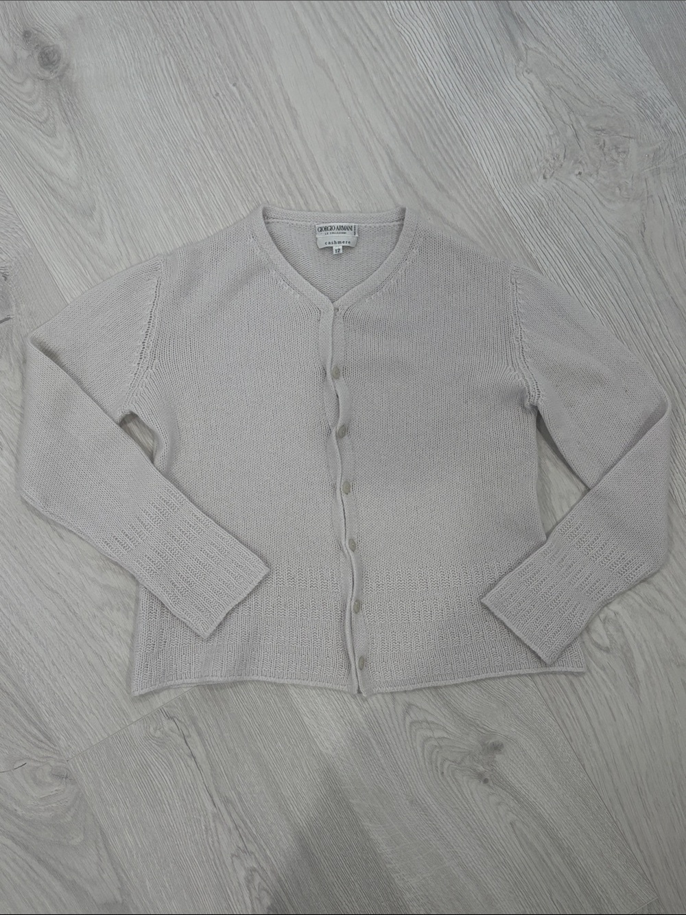 Giorgio Armani Light Gray V-Neck Button-Front Cashmere Cardigan